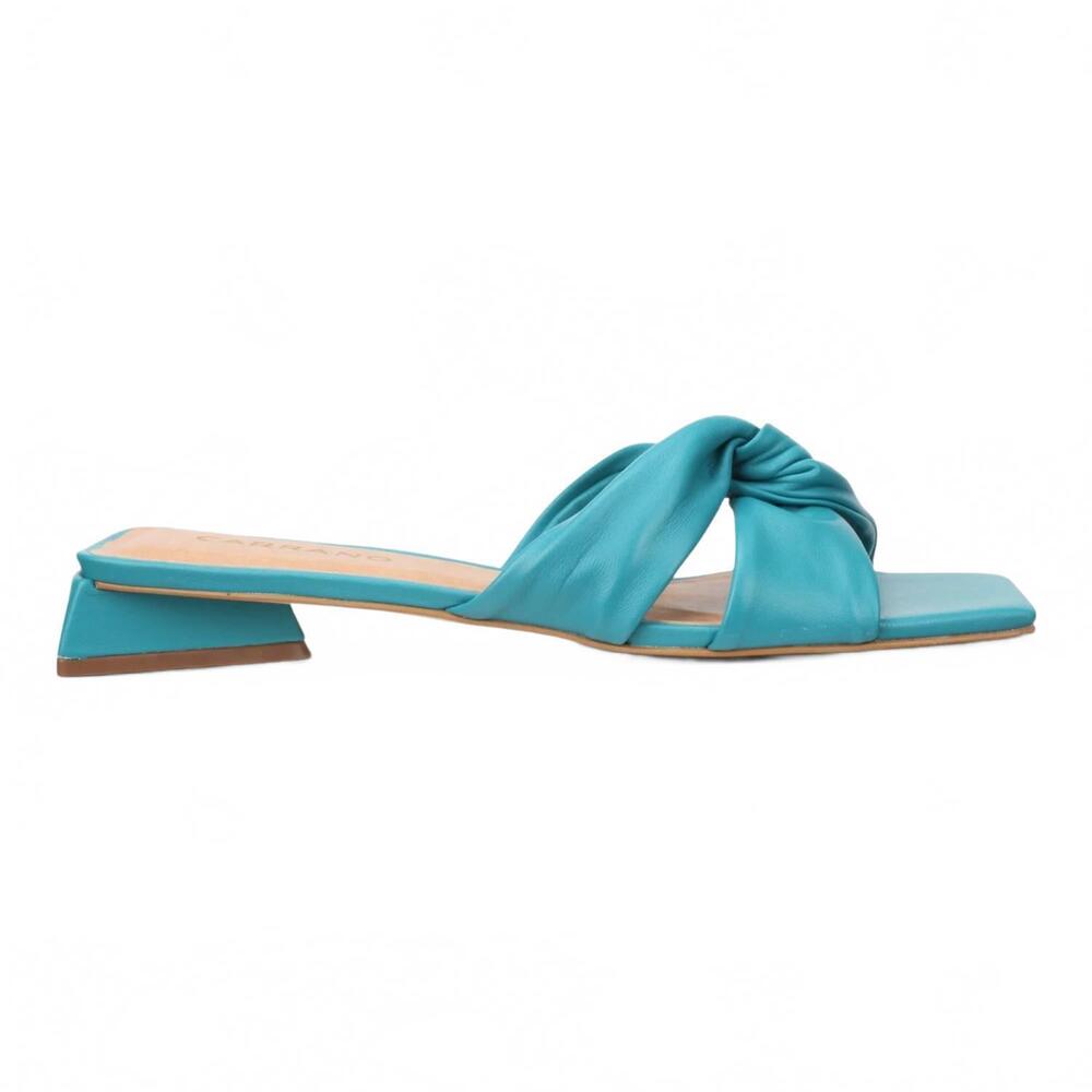 NEW CARRANO women's serenity leather slide sandal in blue lagoon